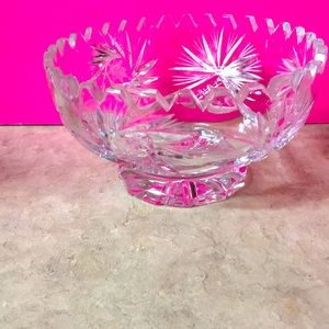 Vintage crystal candy dish 3” tall 5.5”diameter 3”base EUC